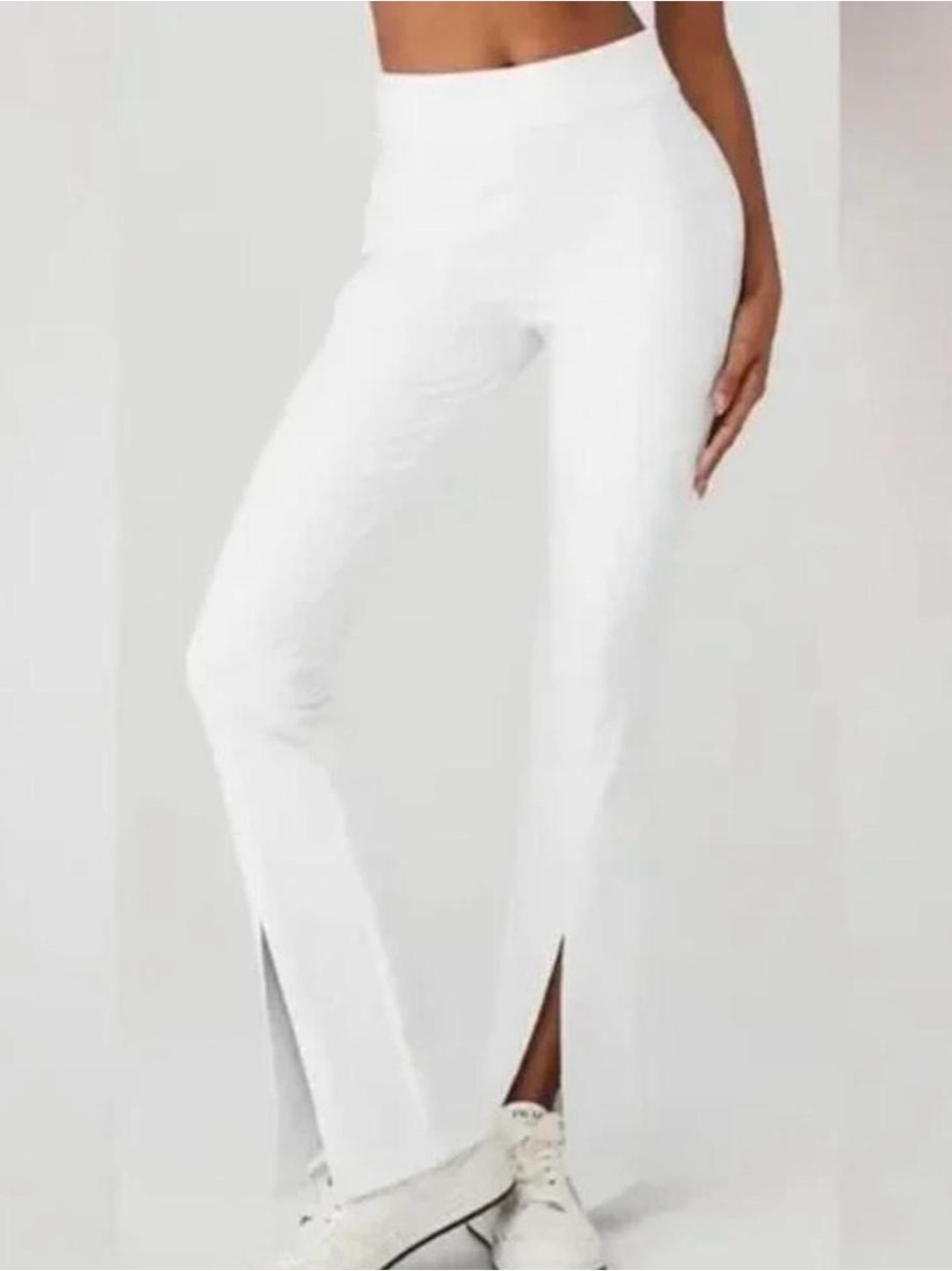 Alo Yoga White Airbrush High-Waist Bootcut Split Hem Leggings Pants